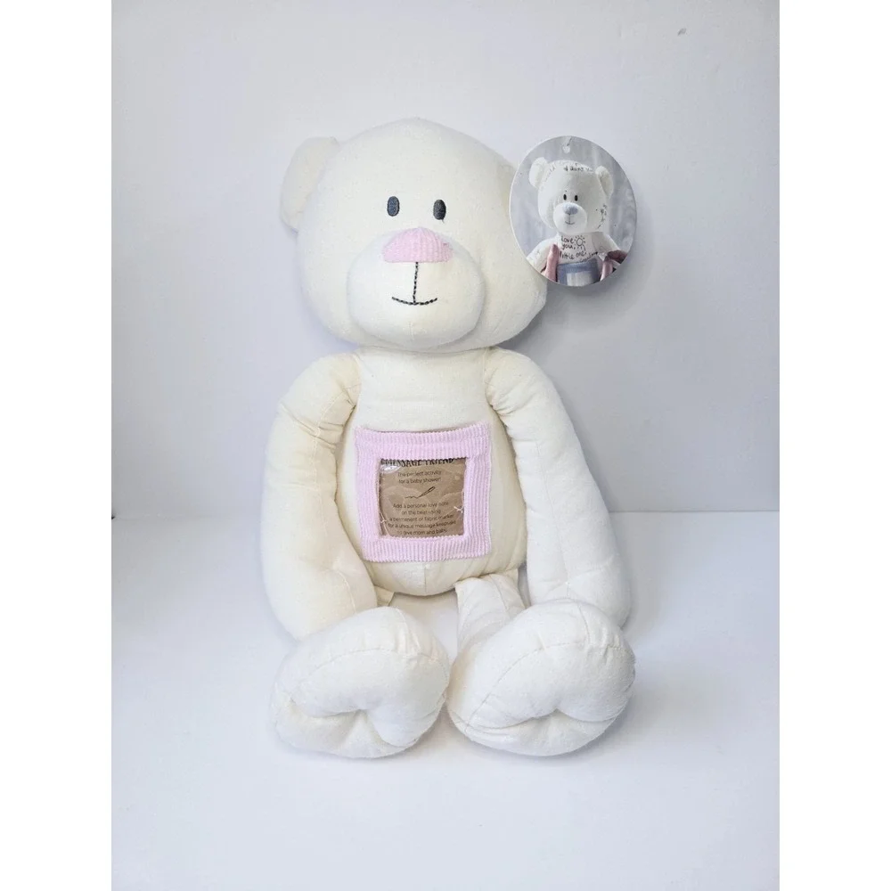 Demdaco plush stuffed teddy bear pink‎ Message Friend NWT 16